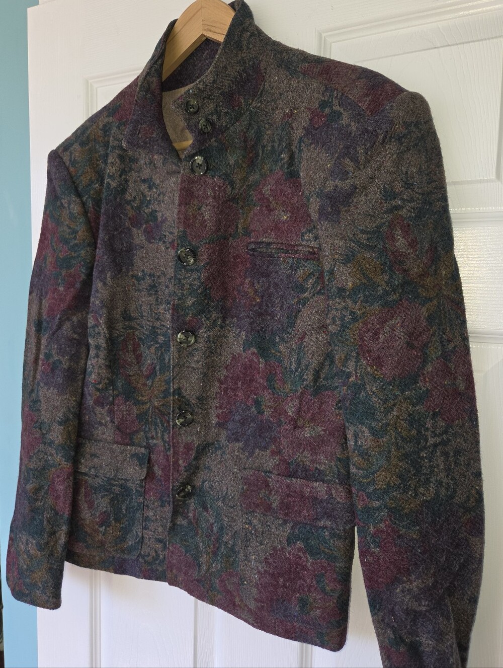 Floral Wool-Blend Pea Coat Augustus